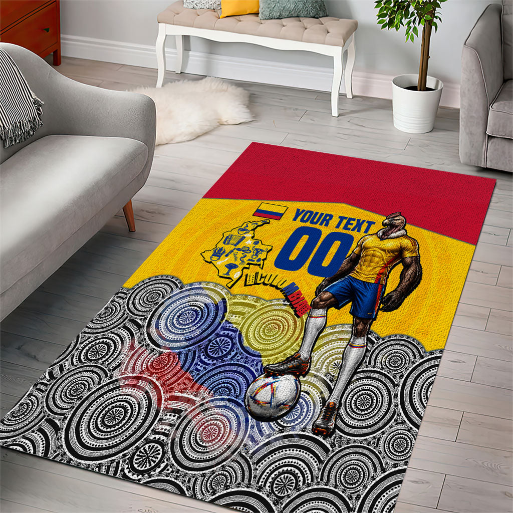 Personalized Colombia Football Area Rug Vulture Mascot Sombrero Vueltiao Map