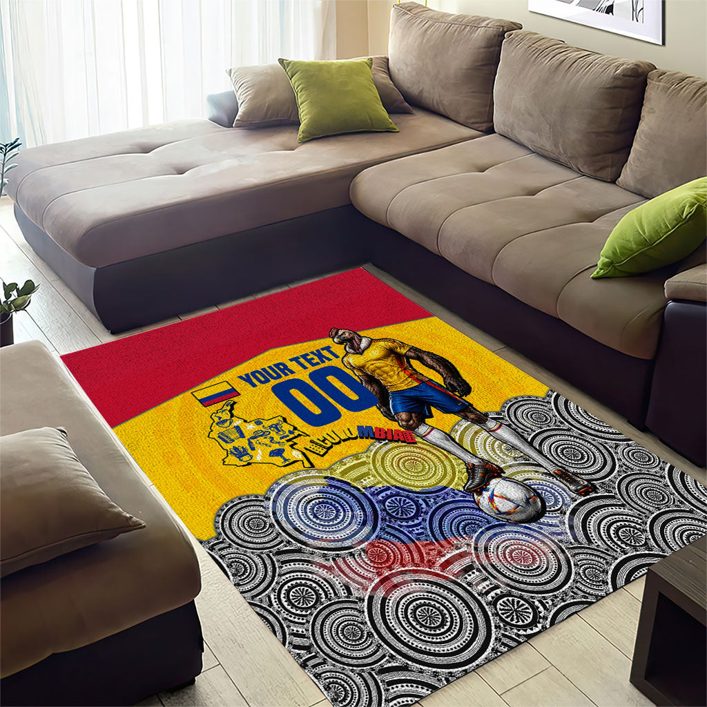 Personalized Colombia Football Area Rug Vulture Mascot Sombrero Vueltiao Map