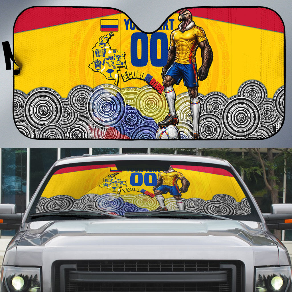 Personalized Colombia Football Auto Sun Shade Vulture Mascot Sombrero Vueltiao Map