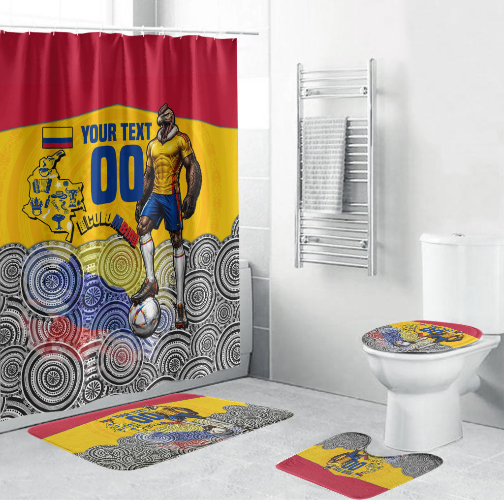 Personalized Colombia Football Bathroom Set Vulture Mascot Sombrero Vueltiao Map