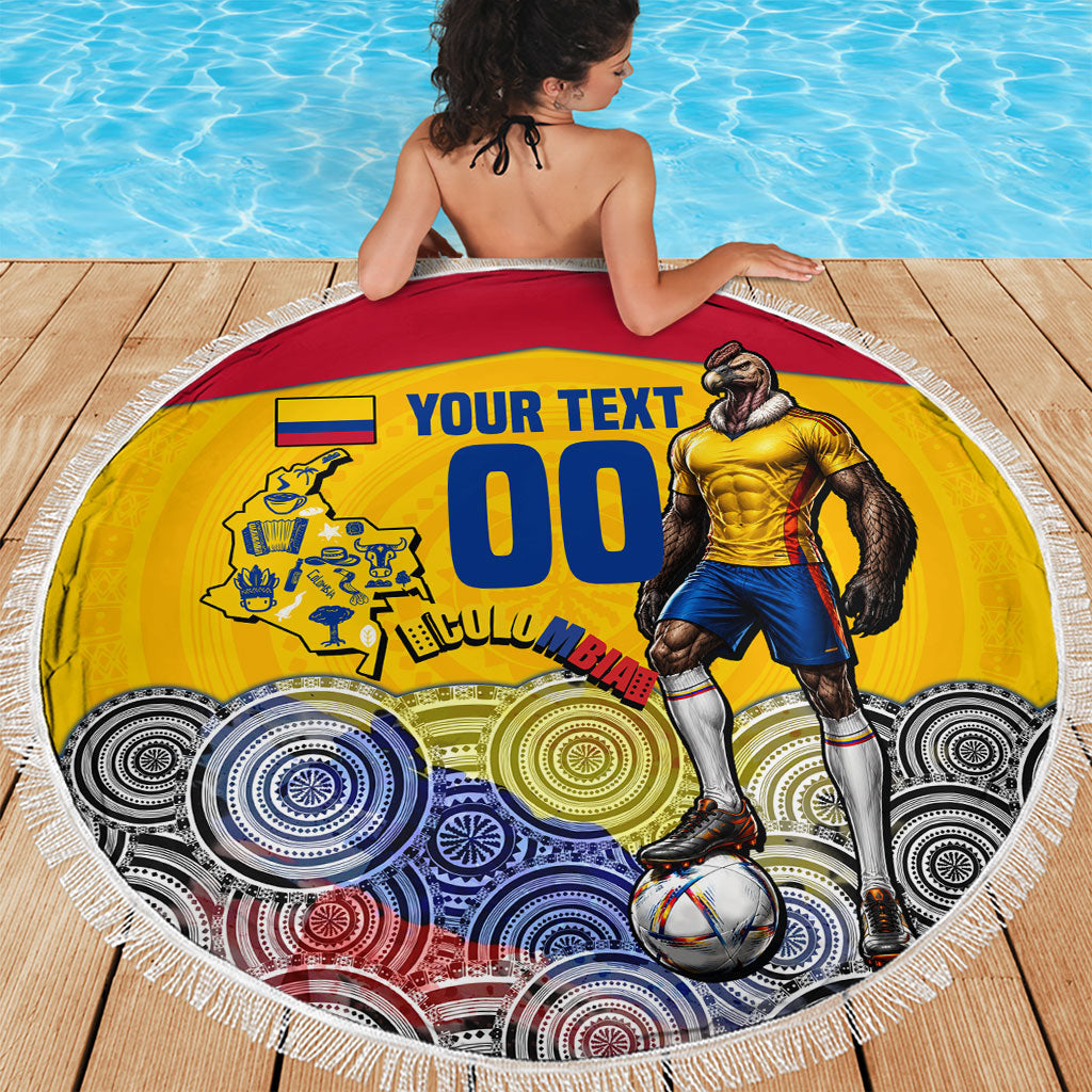 Personalized Colombia Football Beach Blanket Vulture Mascot Sombrero Vueltiao Map