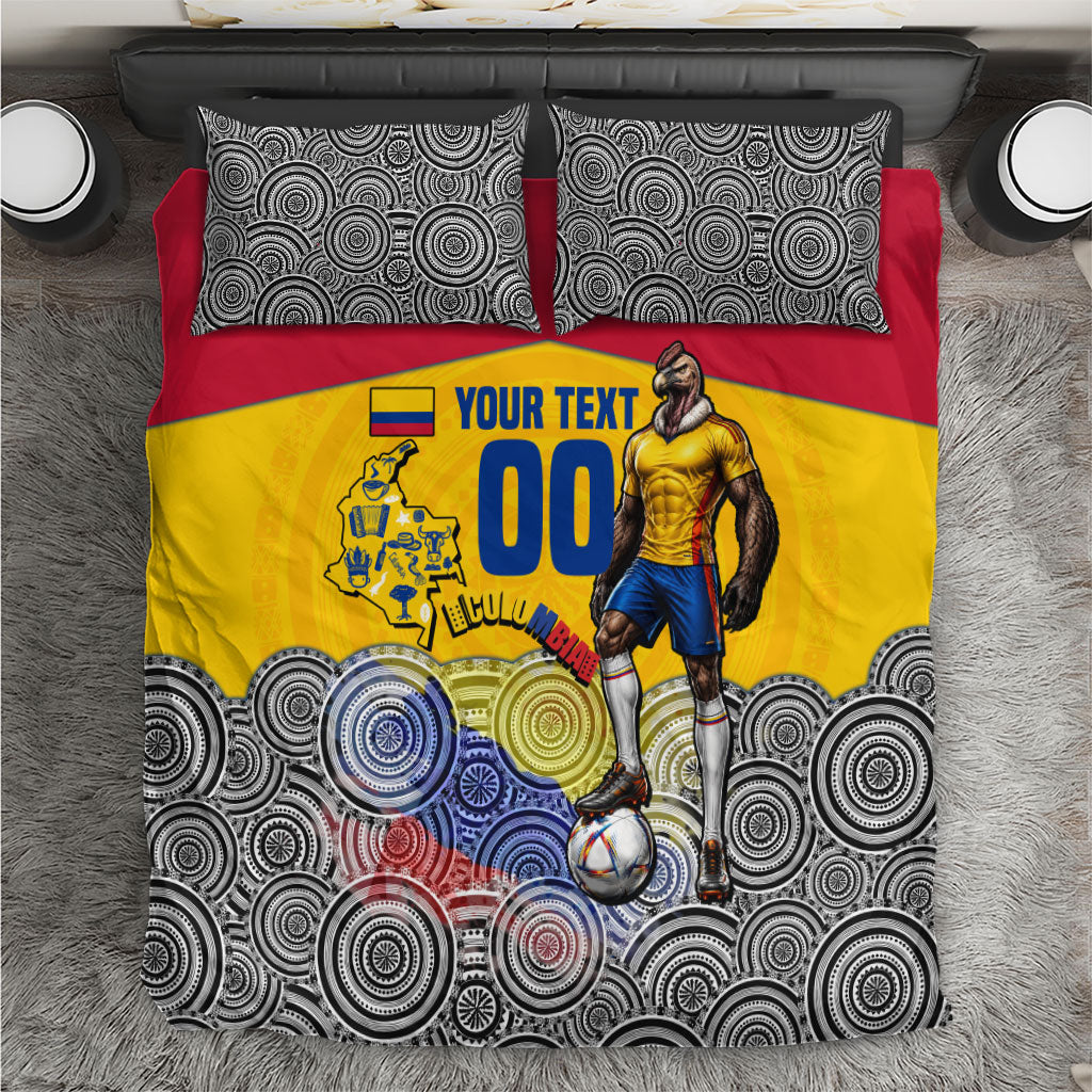 Personalized Colombia Football Bedding Set Vulture Mascot Sombrero Vueltiao Map
