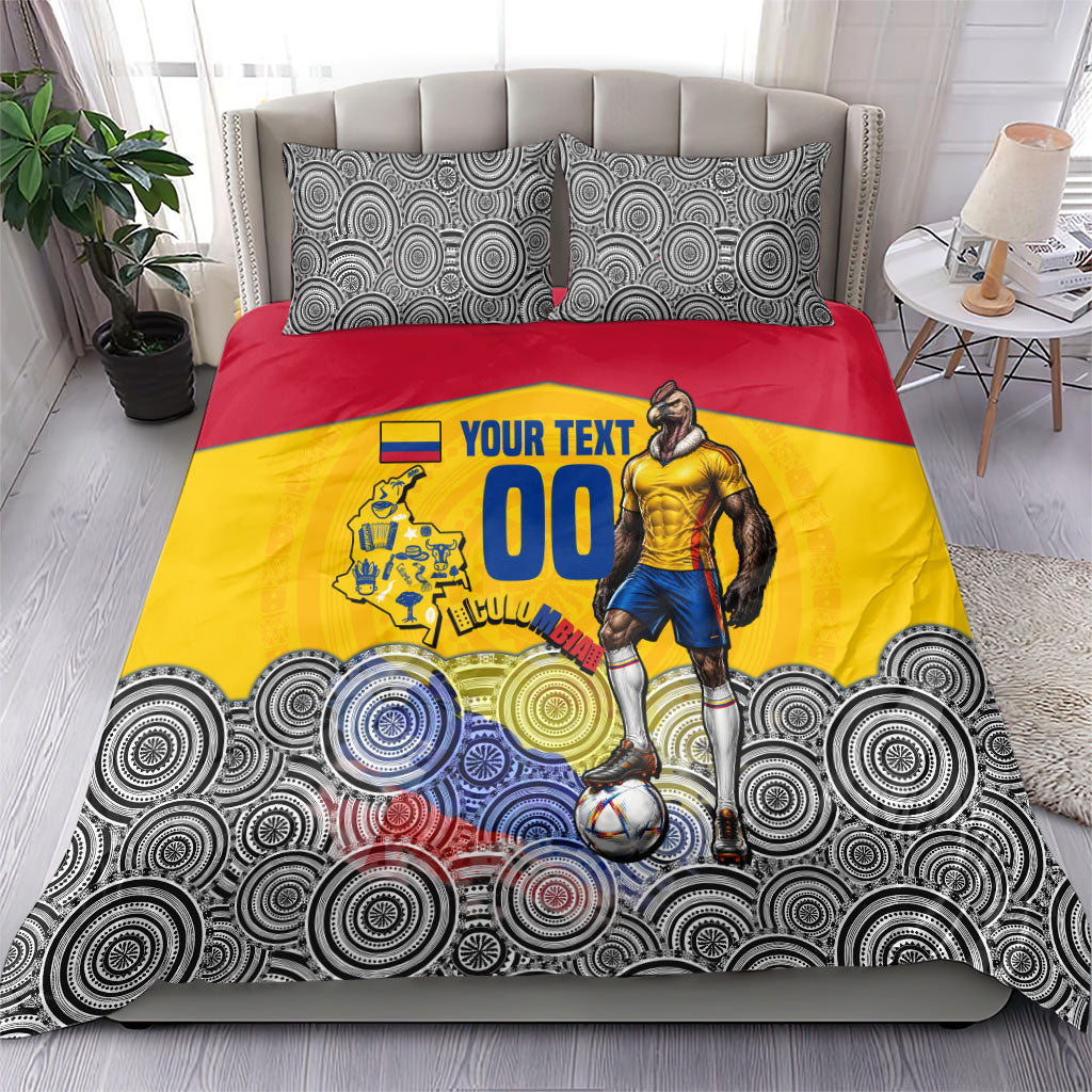 Personalized Colombia Football Bedding Set Vulture Mascot Sombrero Vueltiao Map