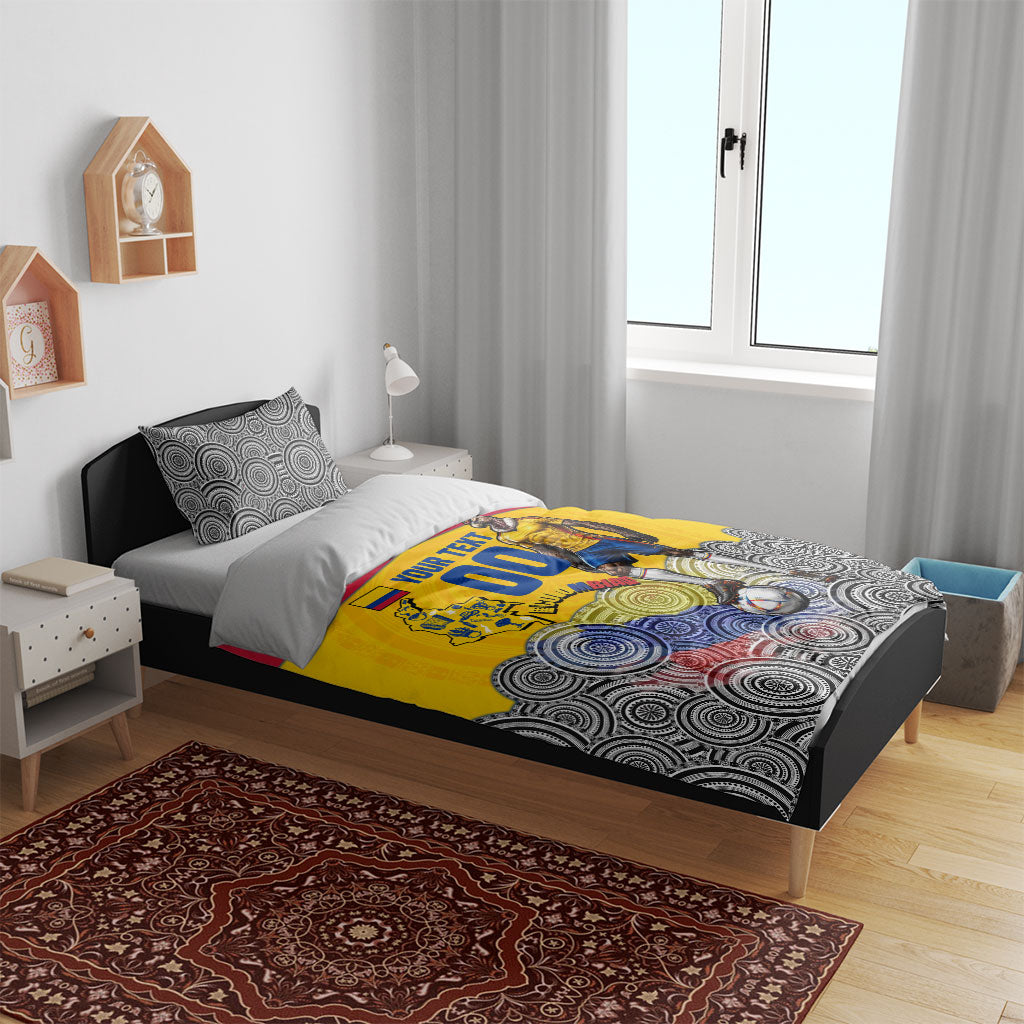 Personalized Colombia Football Bedding Set Vulture Mascot Sombrero Vueltiao Map