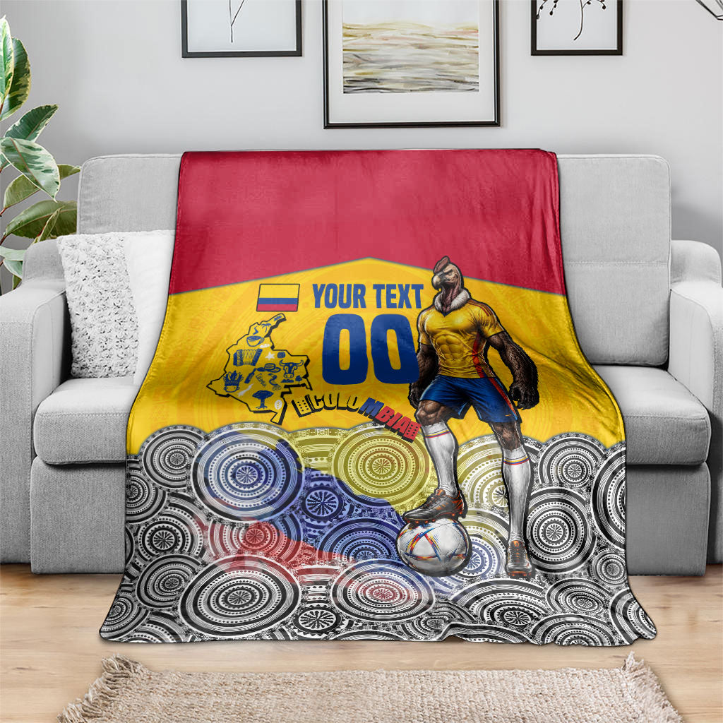 Personalized Colombia Football Blanket Vulture Mascot Sombrero Vueltiao Map