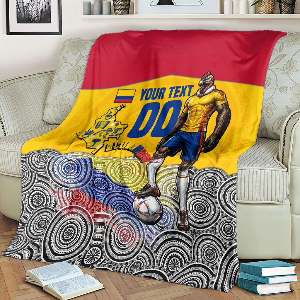 Personalized Colombia Football Blanket Vulture Mascot Sombrero Vueltiao Map
