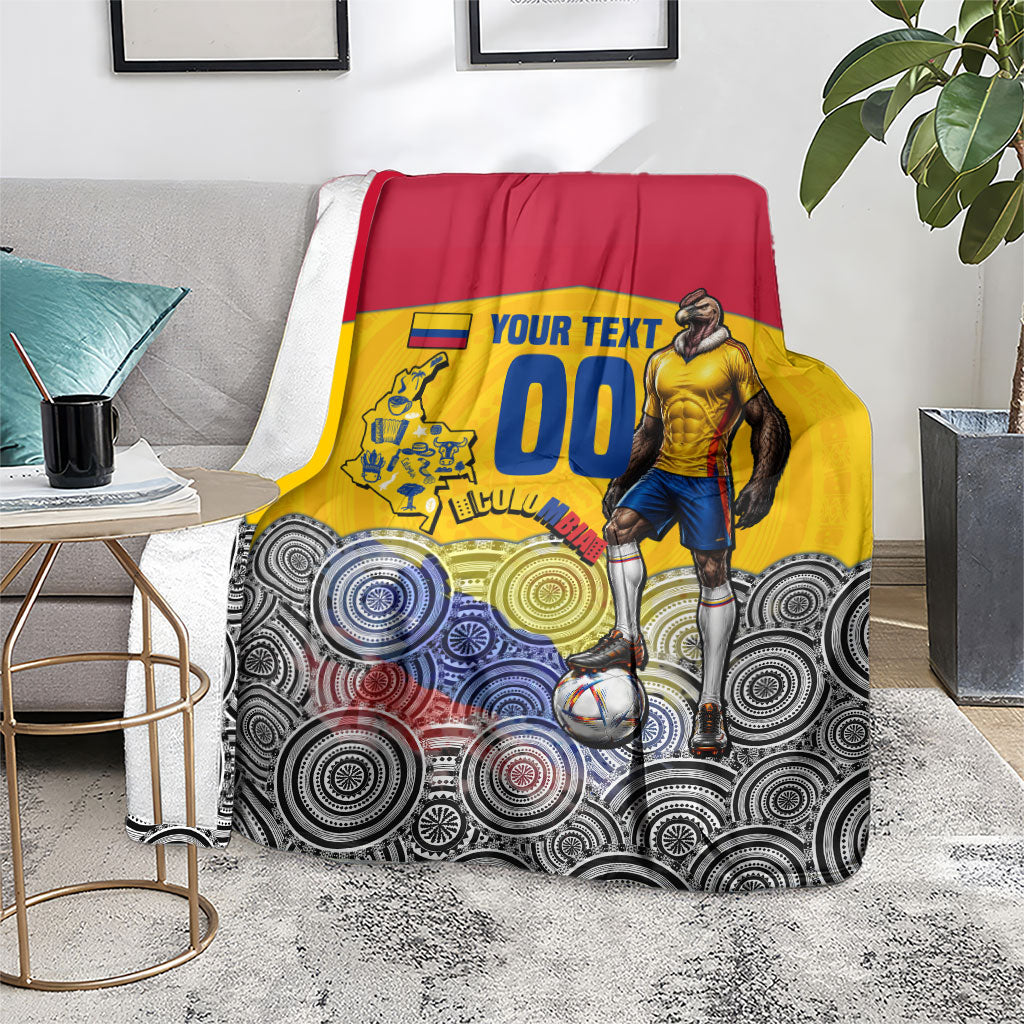 Personalized Colombia Football Blanket Vulture Mascot Sombrero Vueltiao Map