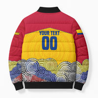 Personalized Colombia Football Bomber Puffer Jacket Vulture Mascot Sombrero Vueltiao Map