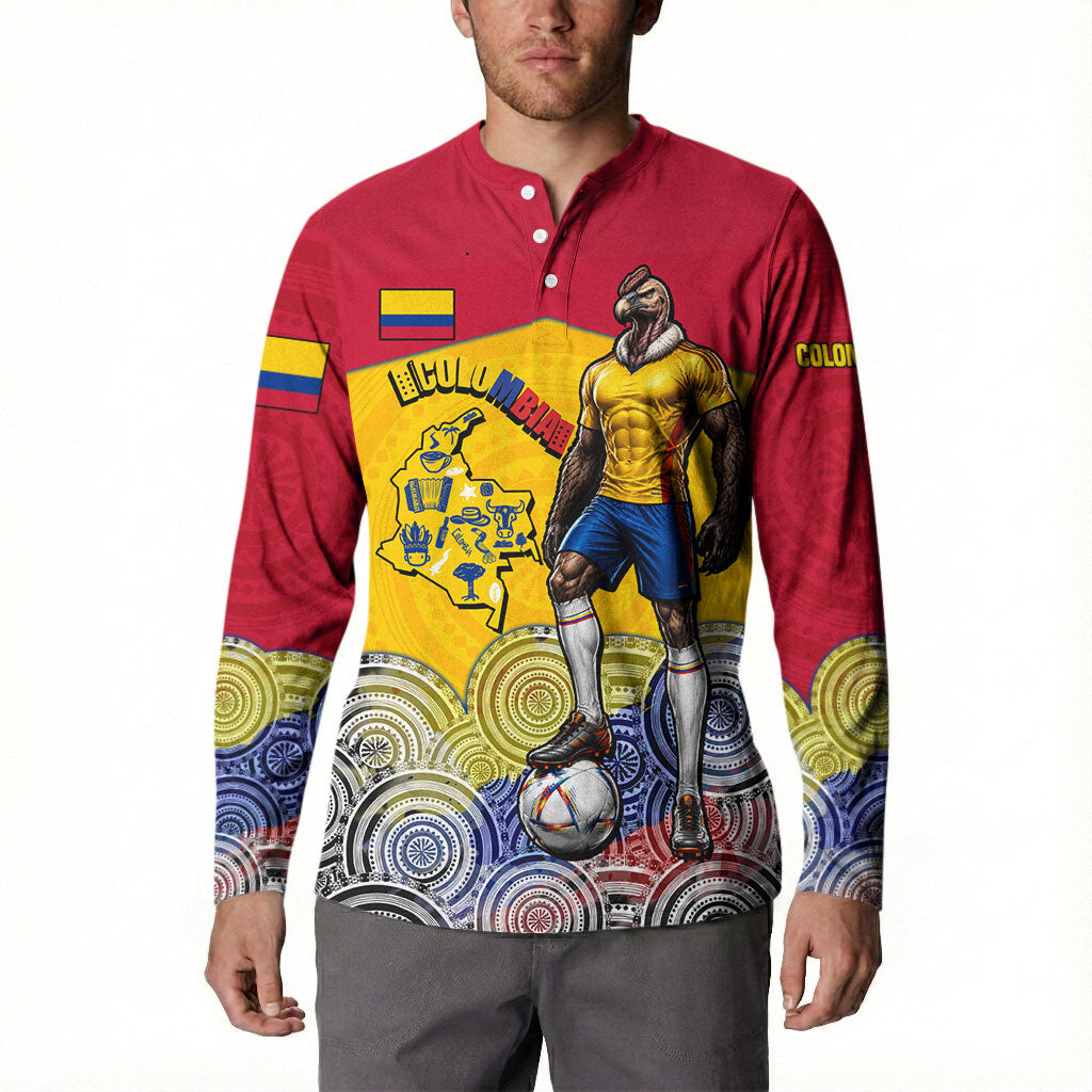 Personalized Colombia Football Button Sweatshirt Vulture Mascot Sombrero Vueltiao Map