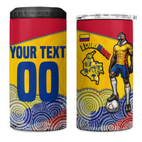 Personalized Colombia Football 4 in 1 Can Cooler Tumbler Vulture Mascot Sombrero Vueltiao Map