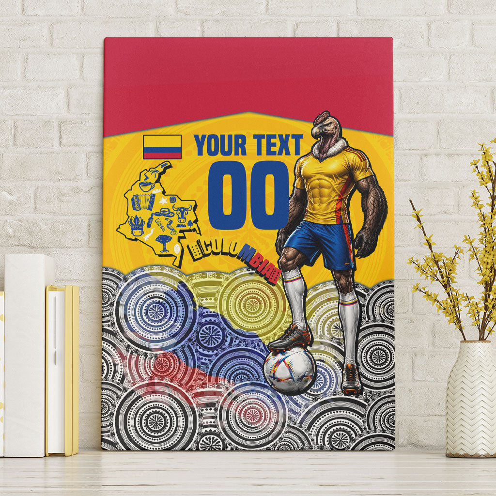 Personalized Colombia Football Canvas Wall Art Vulture Mascot Sombrero Vueltiao Map