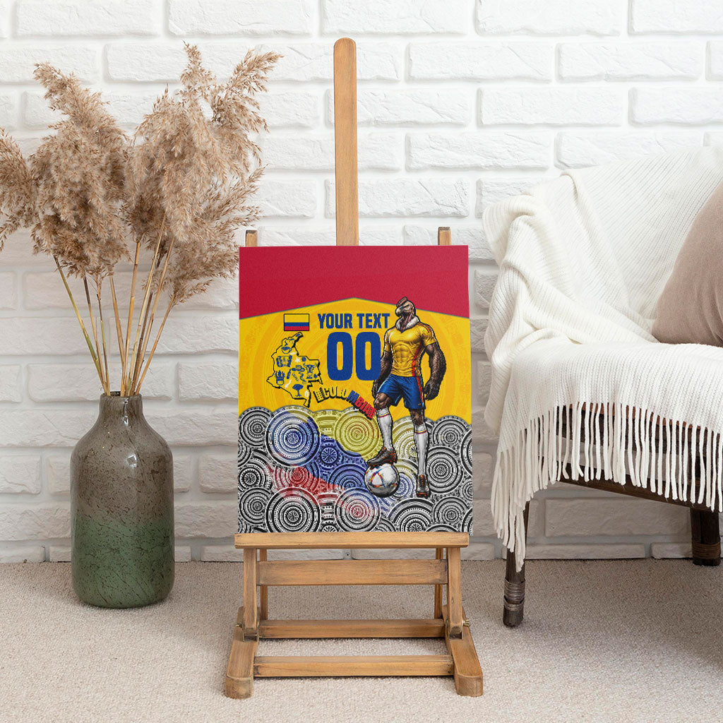 Personalized Colombia Football Canvas Wall Art Vulture Mascot Sombrero Vueltiao Map