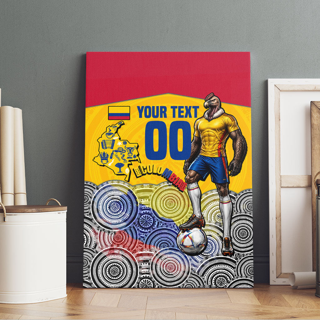 Personalized Colombia Football Canvas Wall Art Vulture Mascot Sombrero Vueltiao Map