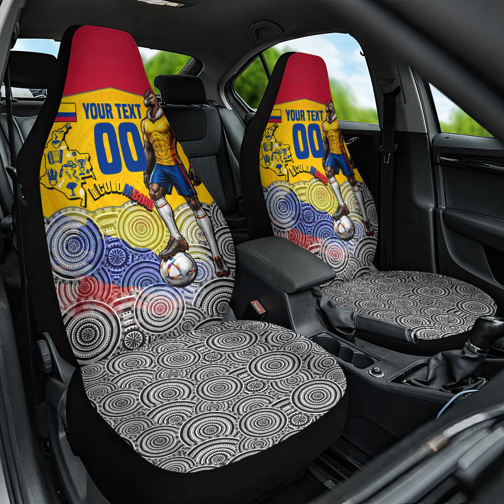 Personalized Colombia Football Car Seat Cover Vulture Mascot Sombrero Vueltiao Map