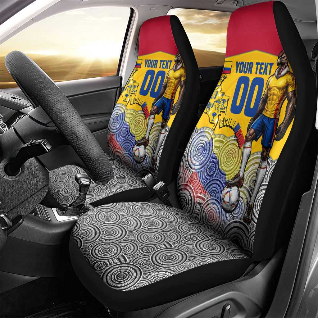 Personalized Colombia Football Car Seat Cover Vulture Mascot Sombrero Vueltiao Map