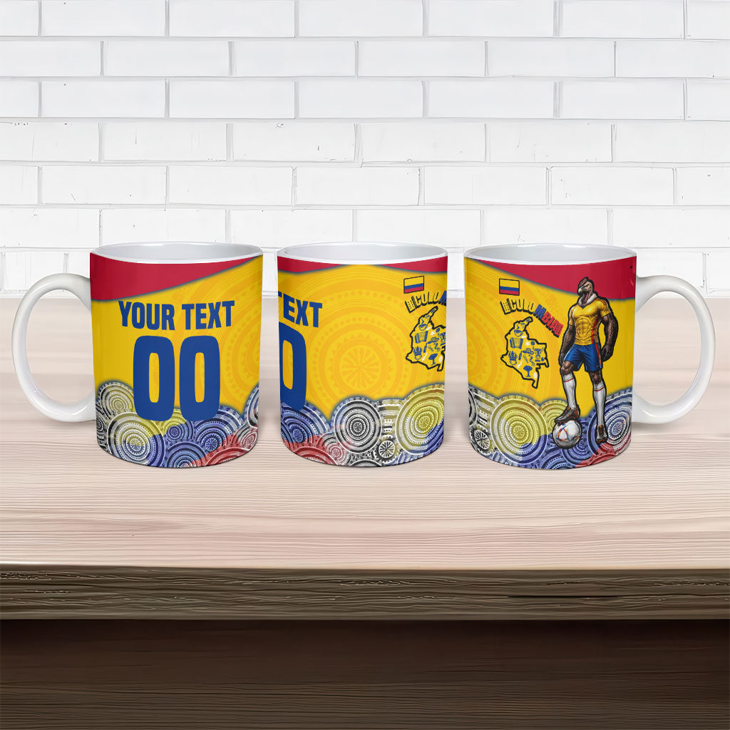 Personalized Colombia Football Ceramic Mug Vulture Mascot Sombrero Vueltiao Map
