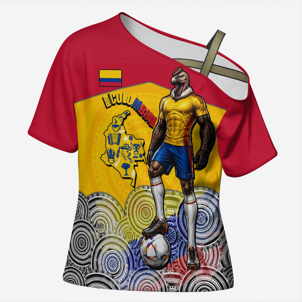 Personalized Colombia Football Cross Shoulder Shirt Vulture Mascot Sombrero Vueltiao Map