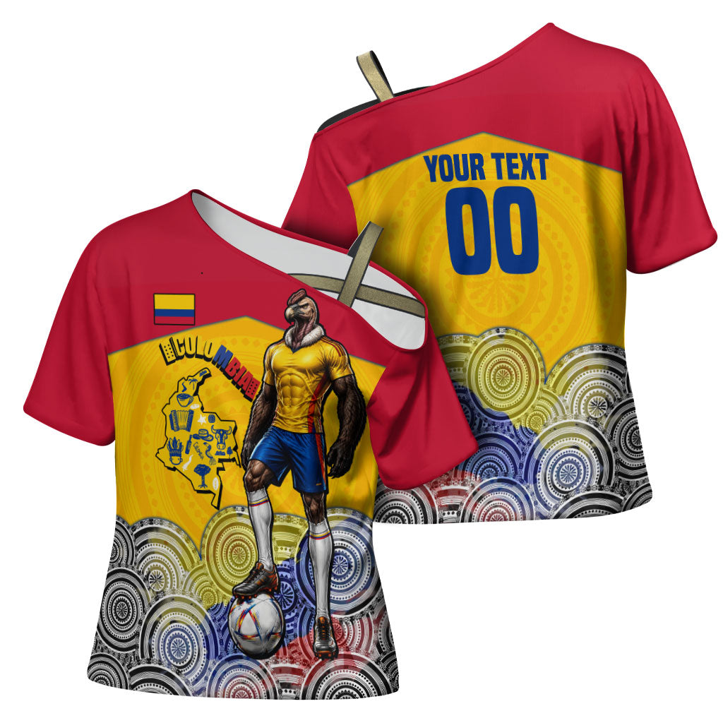 Personalized Colombia Football Cross Shoulder Shirt Vulture Mascot Sombrero Vueltiao Map