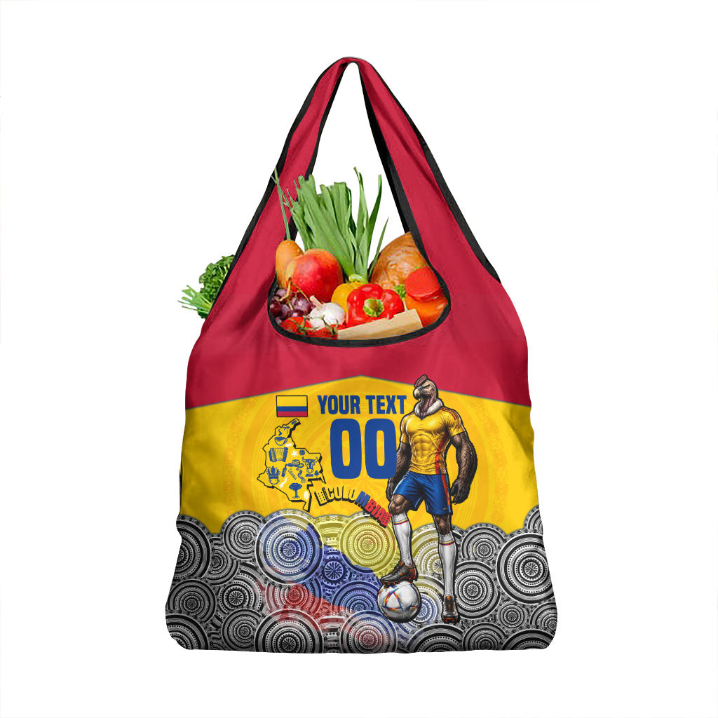 Personalized Colombia Football Grocery Bag Vulture Mascot Sombrero Vueltiao Map