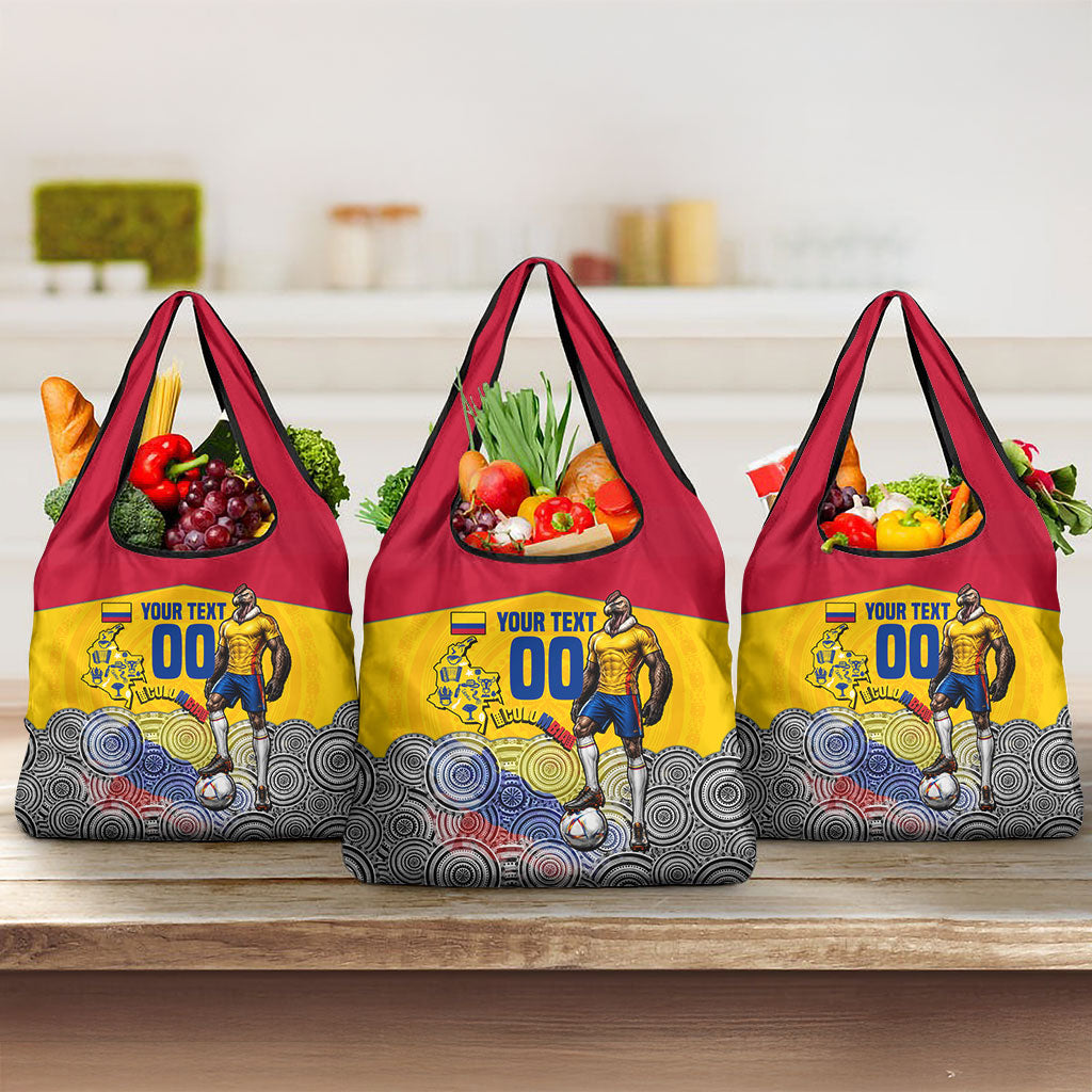 Personalized Colombia Football Grocery Bag Vulture Mascot Sombrero Vueltiao Map