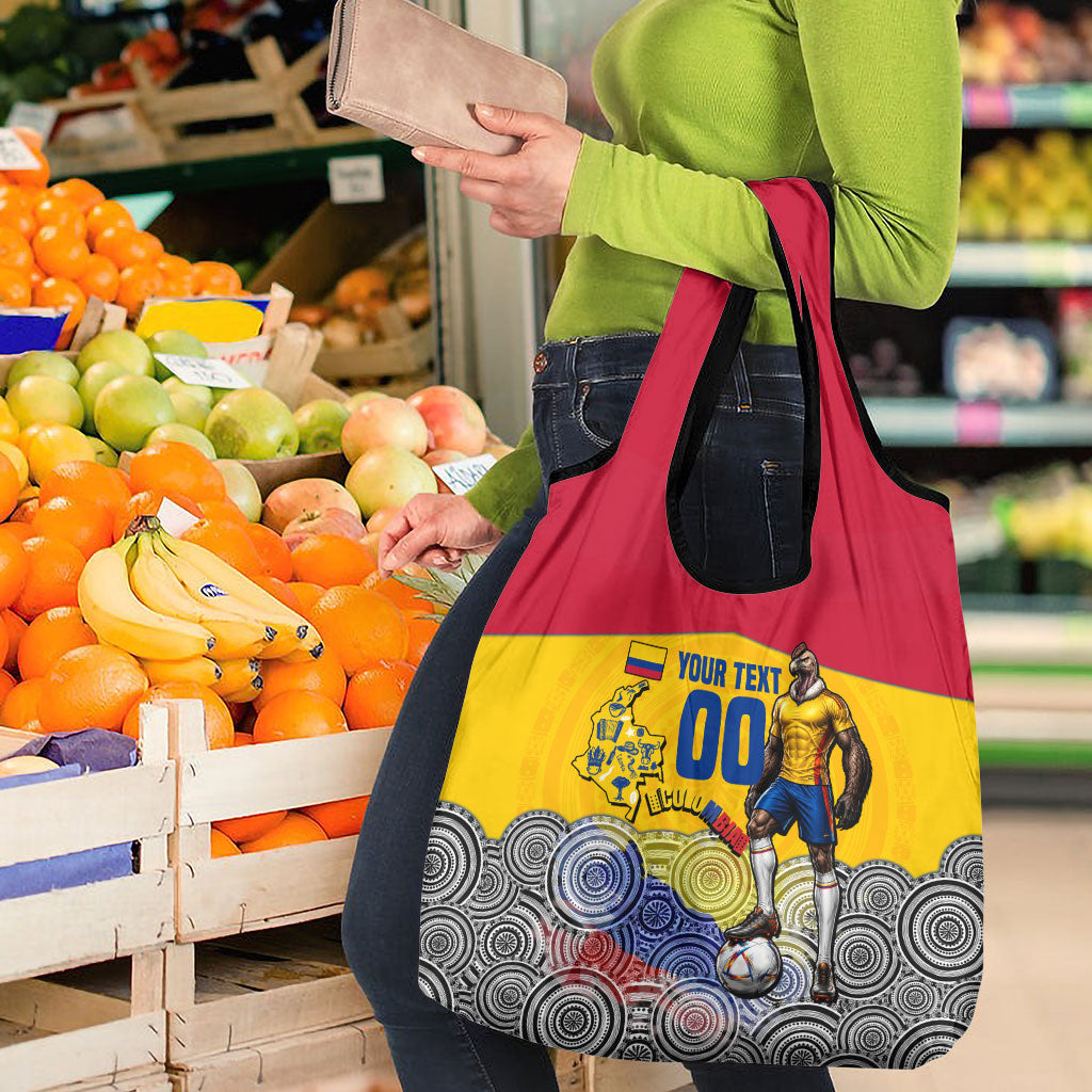 Personalized Colombia Football Grocery Bag Vulture Mascot Sombrero Vueltiao Map
