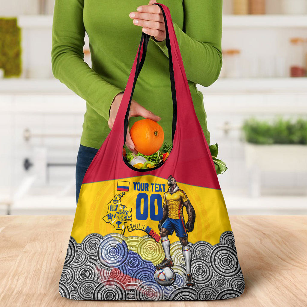 Personalized Colombia Football Grocery Bag Vulture Mascot Sombrero Vueltiao Map
