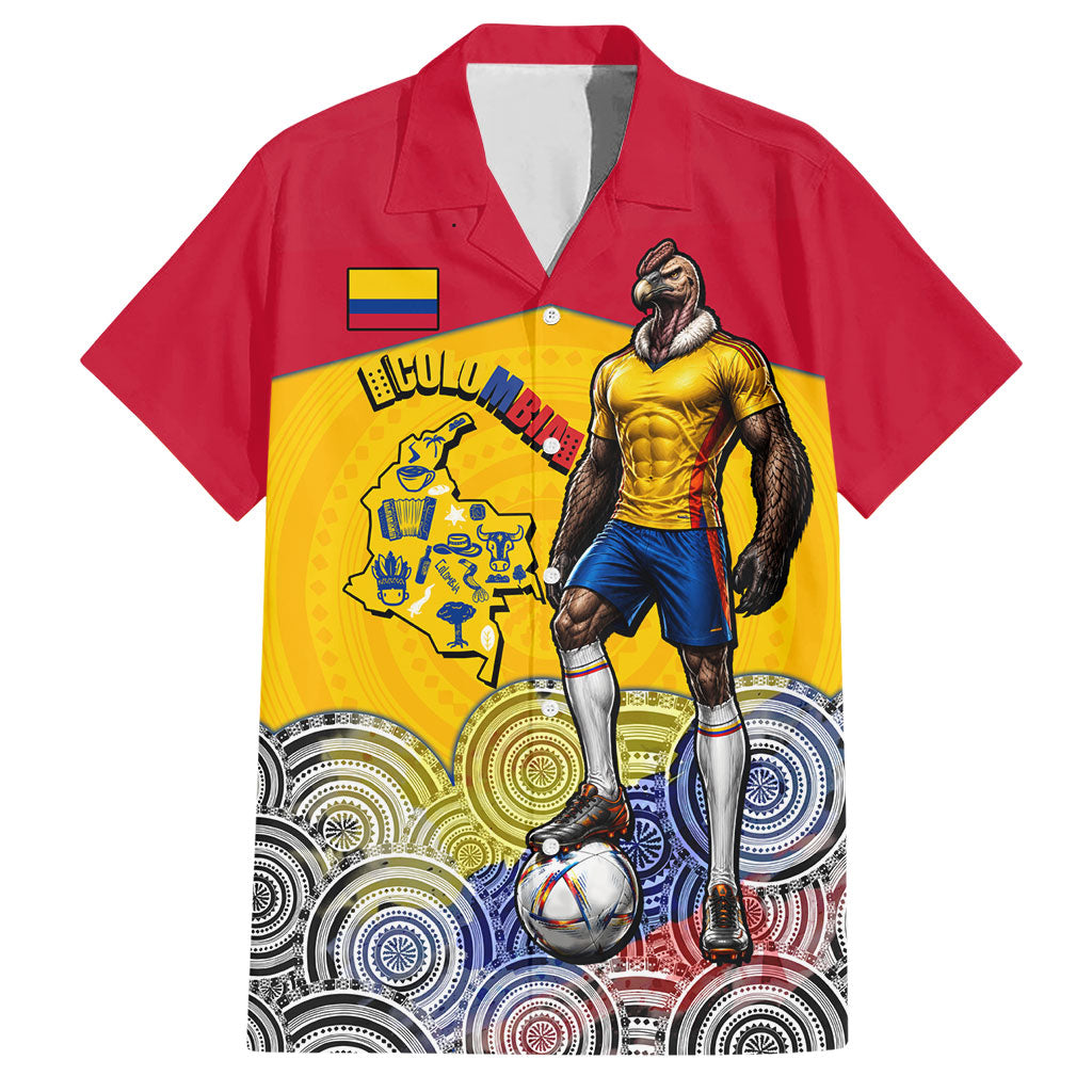 Personalized Colombia Football Hawaiian Shirt Vulture Mascot Sombrero Vueltiao Map