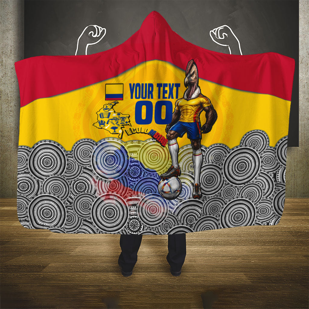 Personalized Colombia Football Hooded Blanket Vulture Mascot Sombrero Vueltiao Map