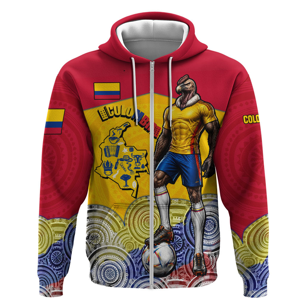 Personalized Colombia Football Hoodie Vulture Mascot Sombrero Vueltiao Map
