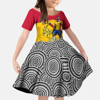Personalized Colombia Football Kid Short Sleeve Dress Vulture Mascot Sombrero Vueltiao Map