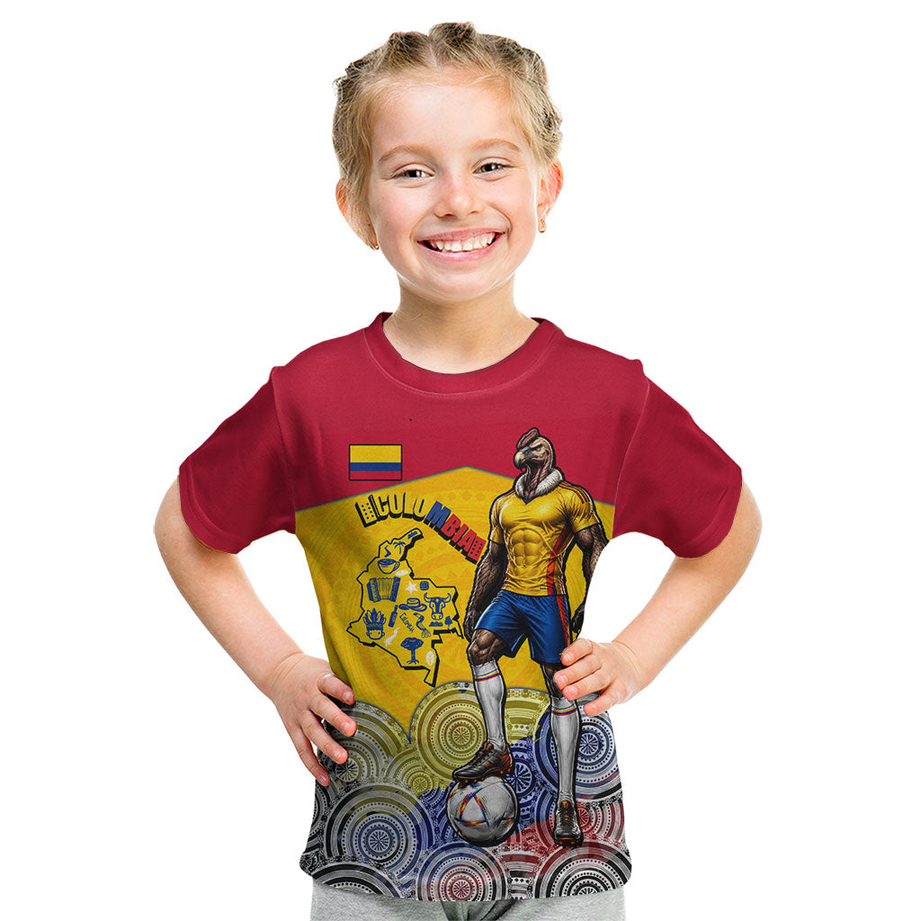 Personalized Colombia Football Kid T Shirt Vulture Mascot Sombrero Vueltiao Map