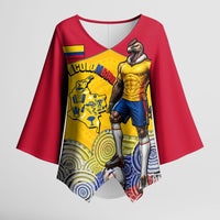 Personalized Colombia Football Kimono Sleeve Blouse Vulture Mascot Sombrero Vueltiao Map