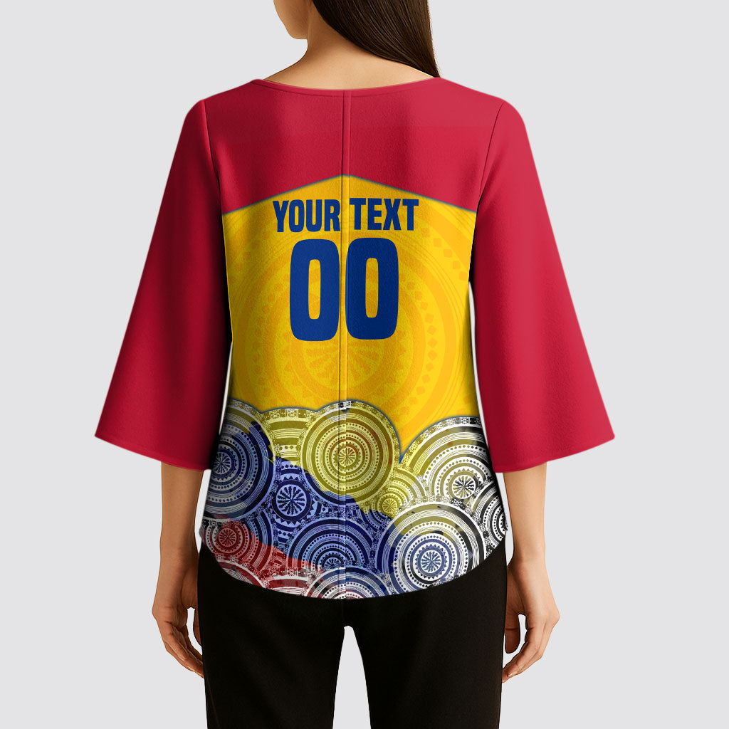 Personalized Colombia Football Kimono Sleeve Blouse Vulture Mascot Sombrero Vueltiao Map