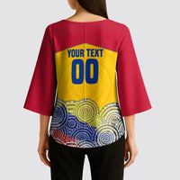 Personalized Colombia Football Kimono Sleeve Blouse Vulture Mascot Sombrero Vueltiao Map