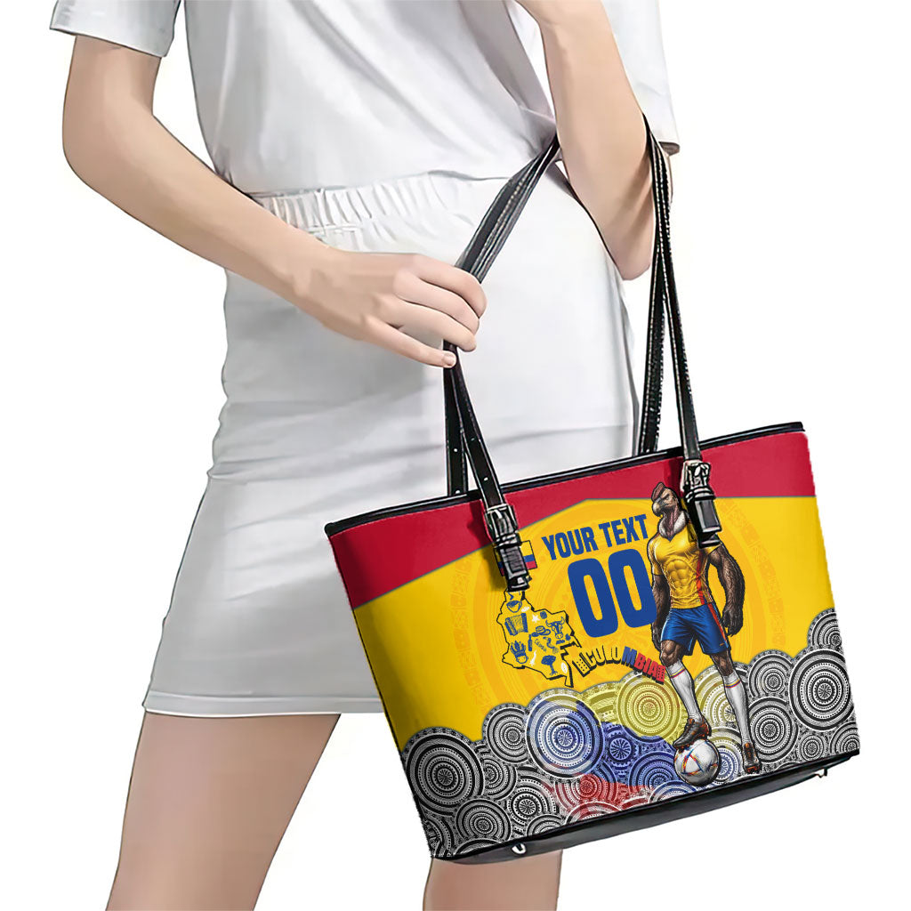 Personalized Colombia Football Leather Tote Bag Vulture Mascot Sombrero Vueltiao Map