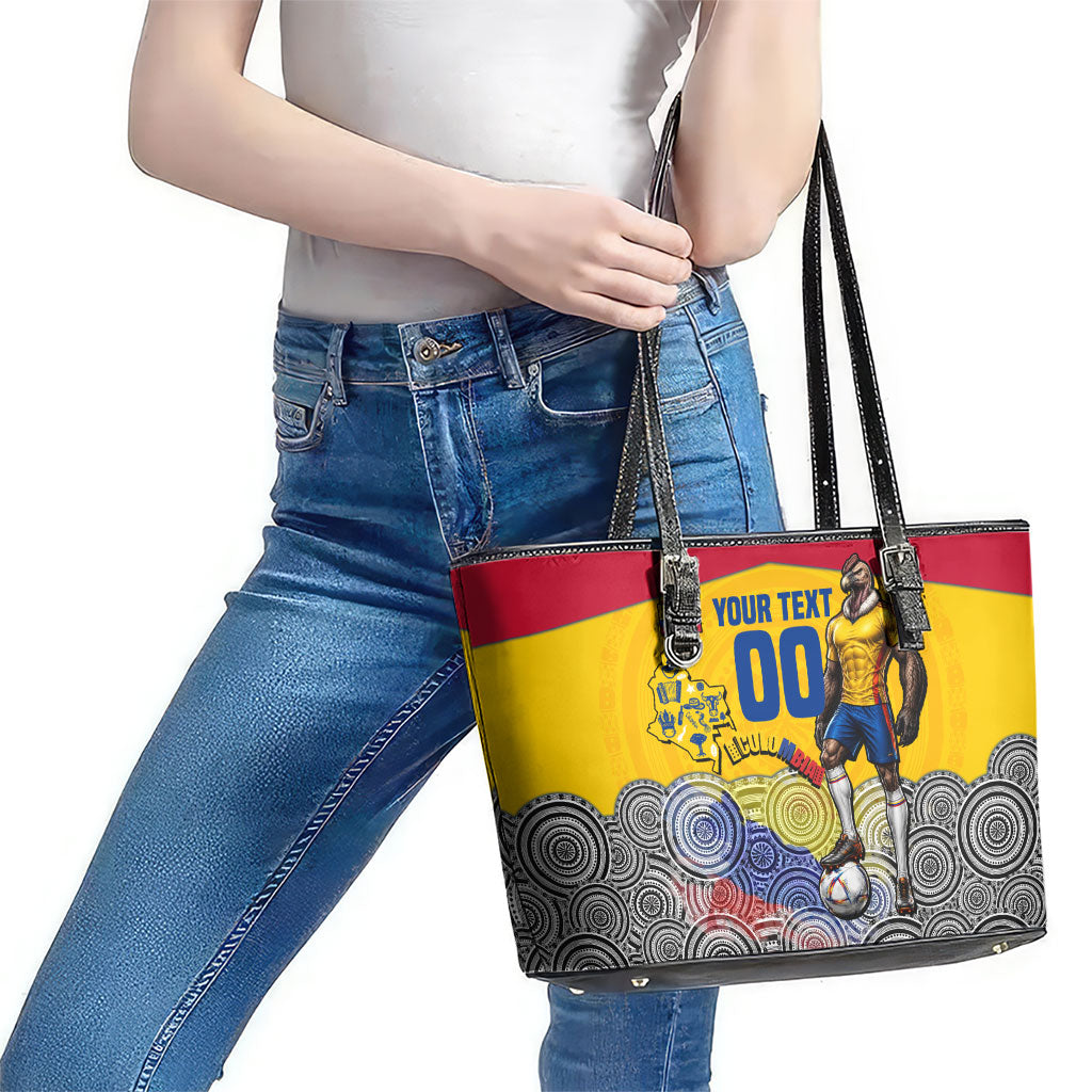 Personalized Colombia Football Leather Tote Bag Vulture Mascot Sombrero Vueltiao Map