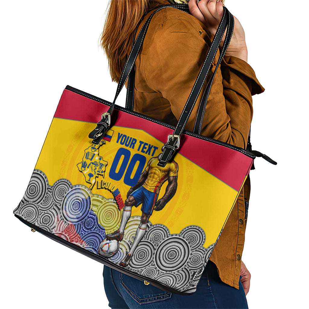Personalized Colombia Football Leather Tote Bag Vulture Mascot Sombrero Vueltiao Map