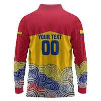 Personalized Colombia Football Long Sleeve Polo Shirt Vulture Mascot Sombrero Vueltiao Map