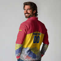Personalized Colombia Football Long Sleeve Polo Shirt Vulture Mascot Sombrero Vueltiao Map