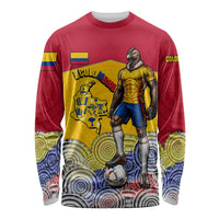 Personalized Colombia Football Long Sleeve Shirt Vulture Mascot Sombrero Vueltiao Map