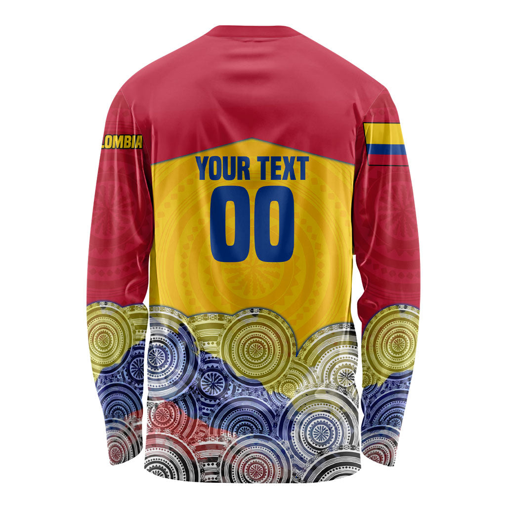 Personalized Colombia Football Long Sleeve Shirt Vulture Mascot Sombrero Vueltiao Map