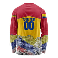 Personalized Colombia Football Long Sleeve Shirt Vulture Mascot Sombrero Vueltiao Map