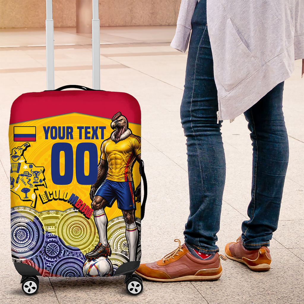 Personalized Colombia Football Luggage Cover Vulture Mascot Sombrero Vueltiao Map