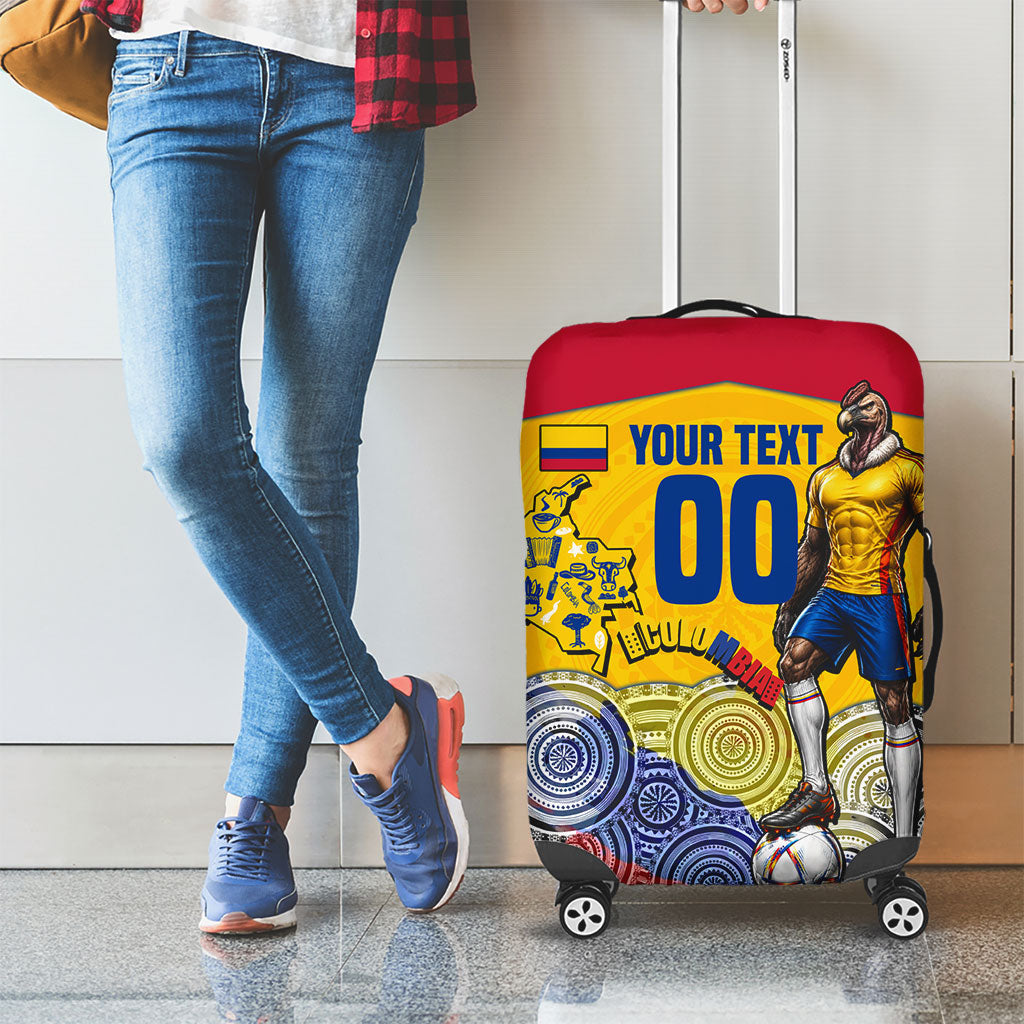 Personalized Colombia Football Luggage Cover Vulture Mascot Sombrero Vueltiao Map