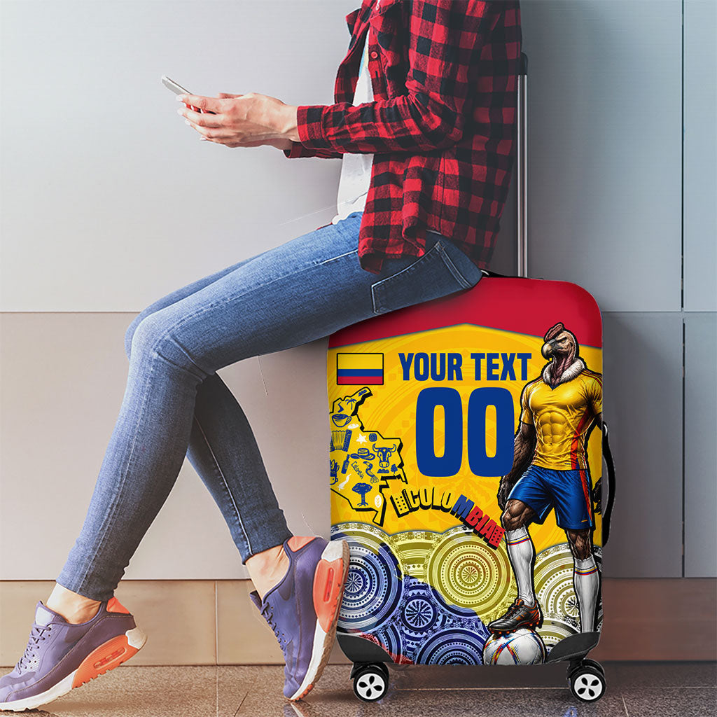Personalized Colombia Football Luggage Cover Vulture Mascot Sombrero Vueltiao Map