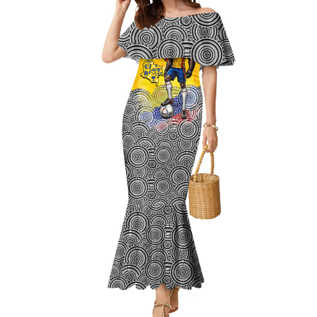 Personalized Colombia Football Mermaid Dress Vulture Mascot Sombrero Vueltiao Map