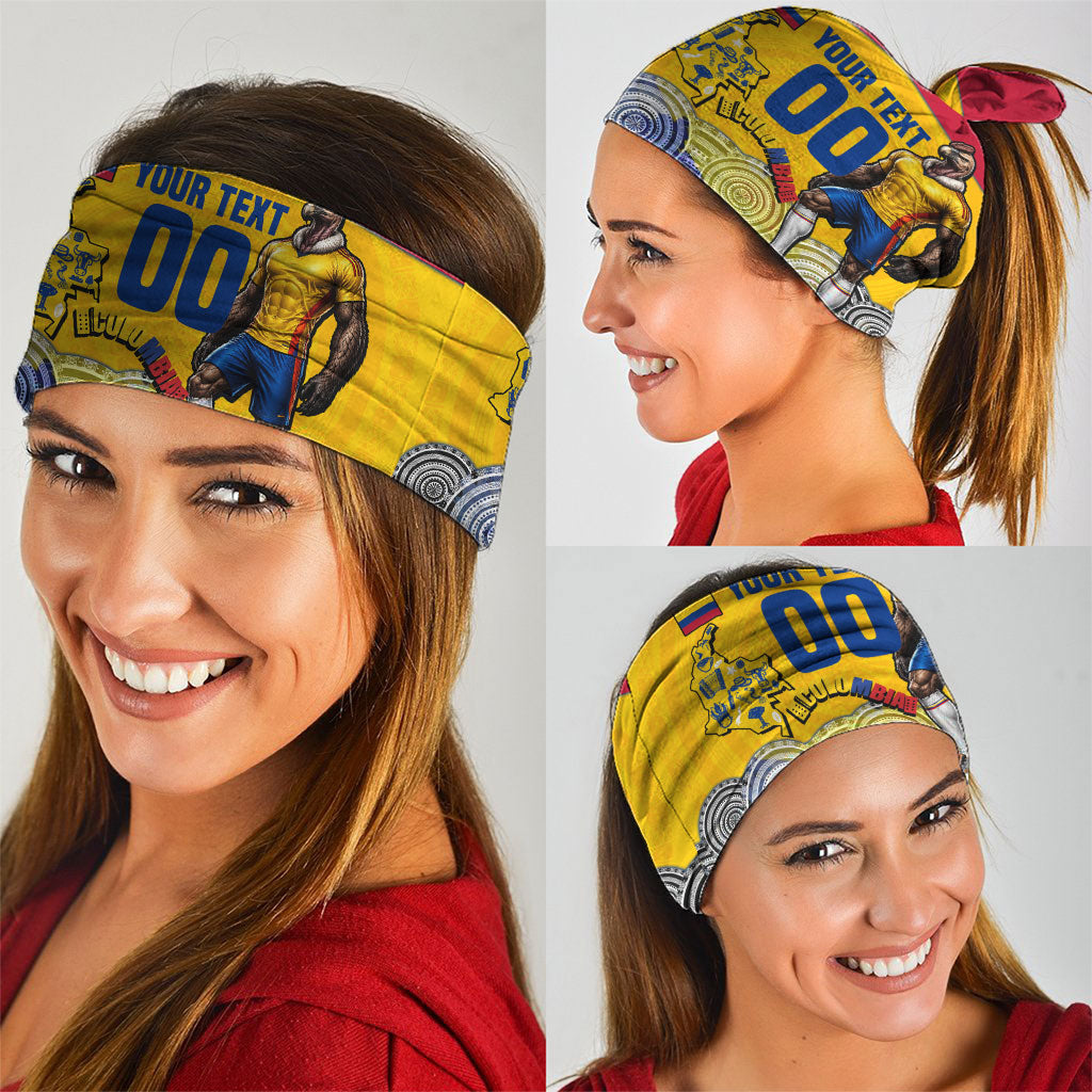 Personalized Colombia Football Neck Gaiter Vulture Mascot Sombrero Vueltiao Map
