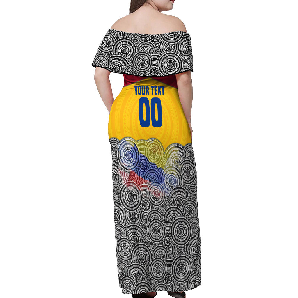 Personalized Colombia Football Off Shoulder Maxi Dress Vulture Mascot Sombrero Vueltiao Map