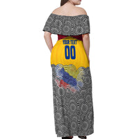 Personalized Colombia Football Off Shoulder Maxi Dress Vulture Mascot Sombrero Vueltiao Map