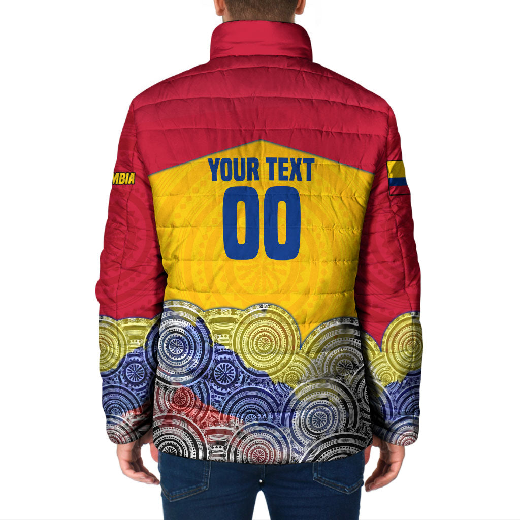 Personalized Colombia Football Padded Jacket Vulture Mascot Sombrero Vueltiao Map